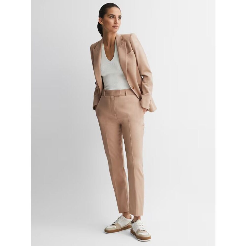 Reiss Blush-Tan Tailored Ankle Trousers